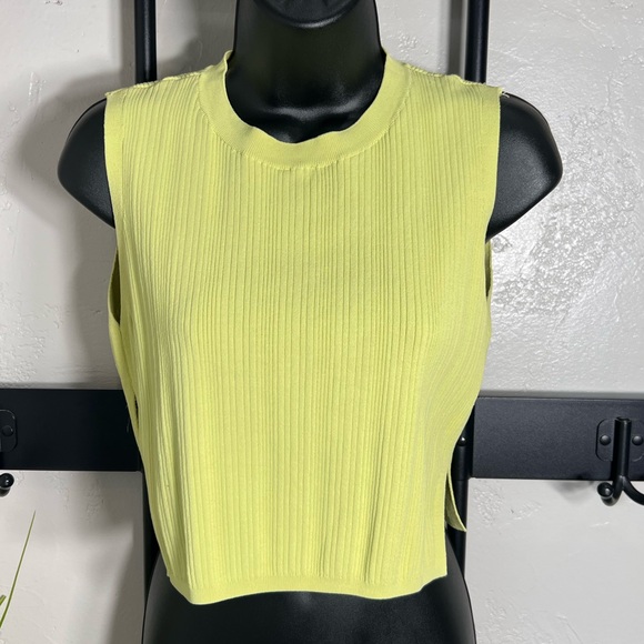 House of Harlow 1960 ribbed Cut-Out Cropped top high neck Lime Green size Medium - Picture 10 of 15